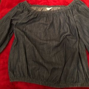 Off the Shoulder Denim Top w/ Elastic Waist